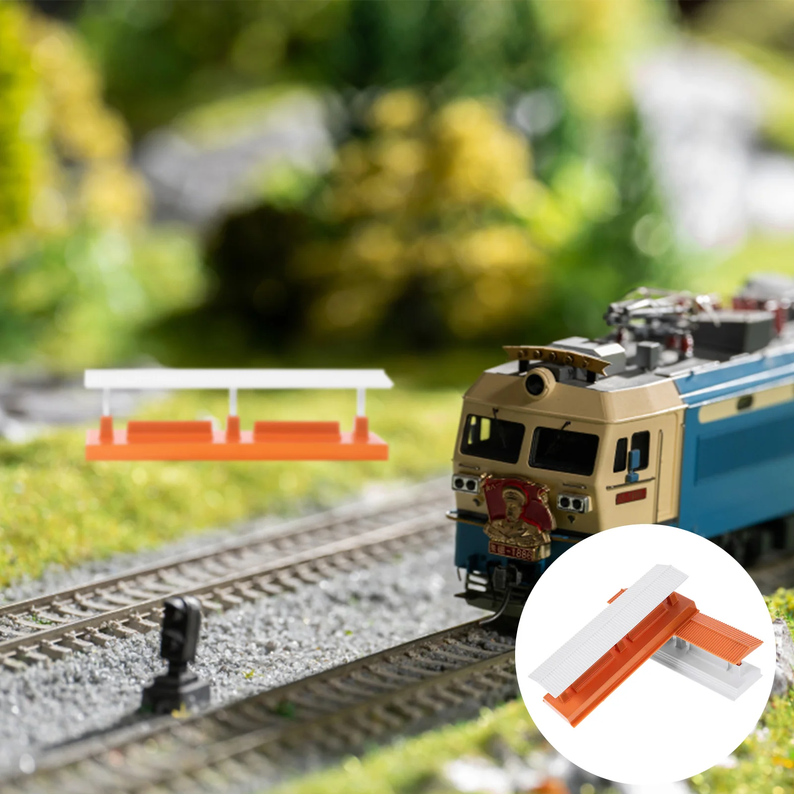 

4 Pcs House Railway Station Micro Landscape Furniture Mini Model Simulation Platform Decorate Miniature Train