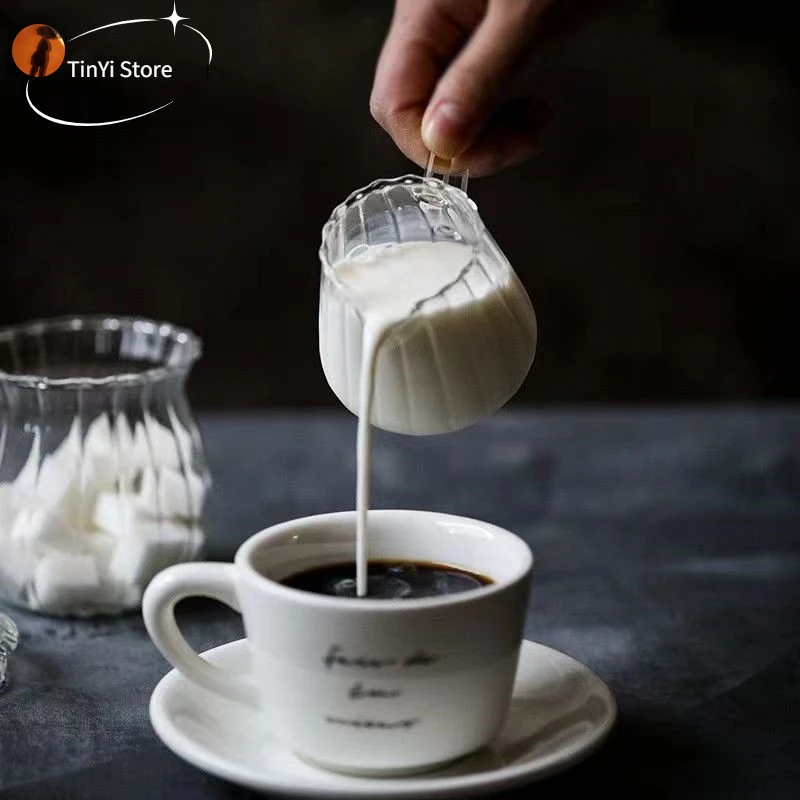 

Mini Glass Milk Cup Creamer Jug Multi-Functional Seasoning Dish Small Glass Coffee Milk Pitcher Vinegar Sauce Cup with Handle