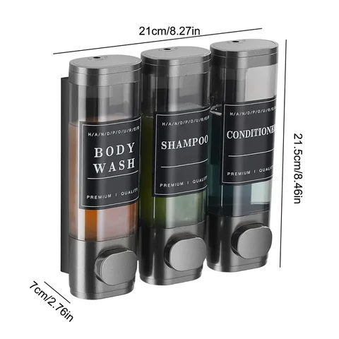 Настенный дозатор шампуня и кондиционера 3-в-1, дозатор мыла для душа без перфорации для дома, ванной комнаты, отеля