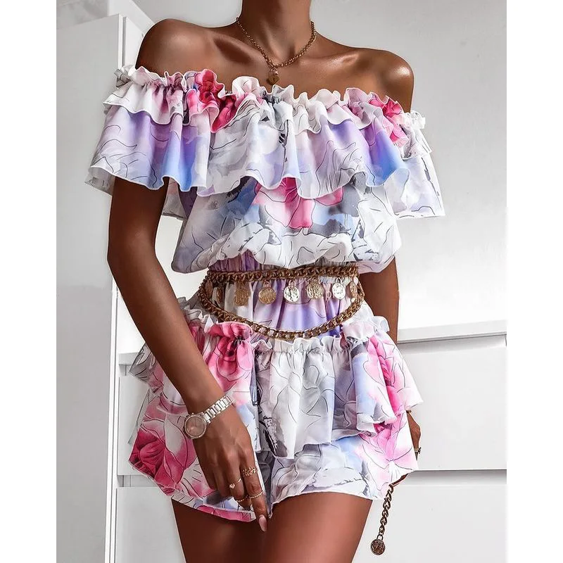 

Vestidos Mujer Party Club Y2k Dress Bodycon Dress Women Summer Print Sexy Slash Neck Ruffles Elegant Office Ladies Mini Dresses