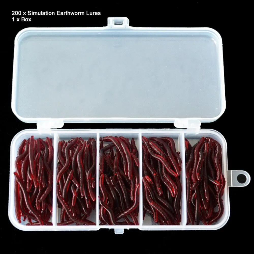 

200Pcs/lot 3.5cm Simulation Earthworm Artificial Worms Fishing Lure Tackle Soft Bait Lifelike Fishy Smell Lures fish Accessories