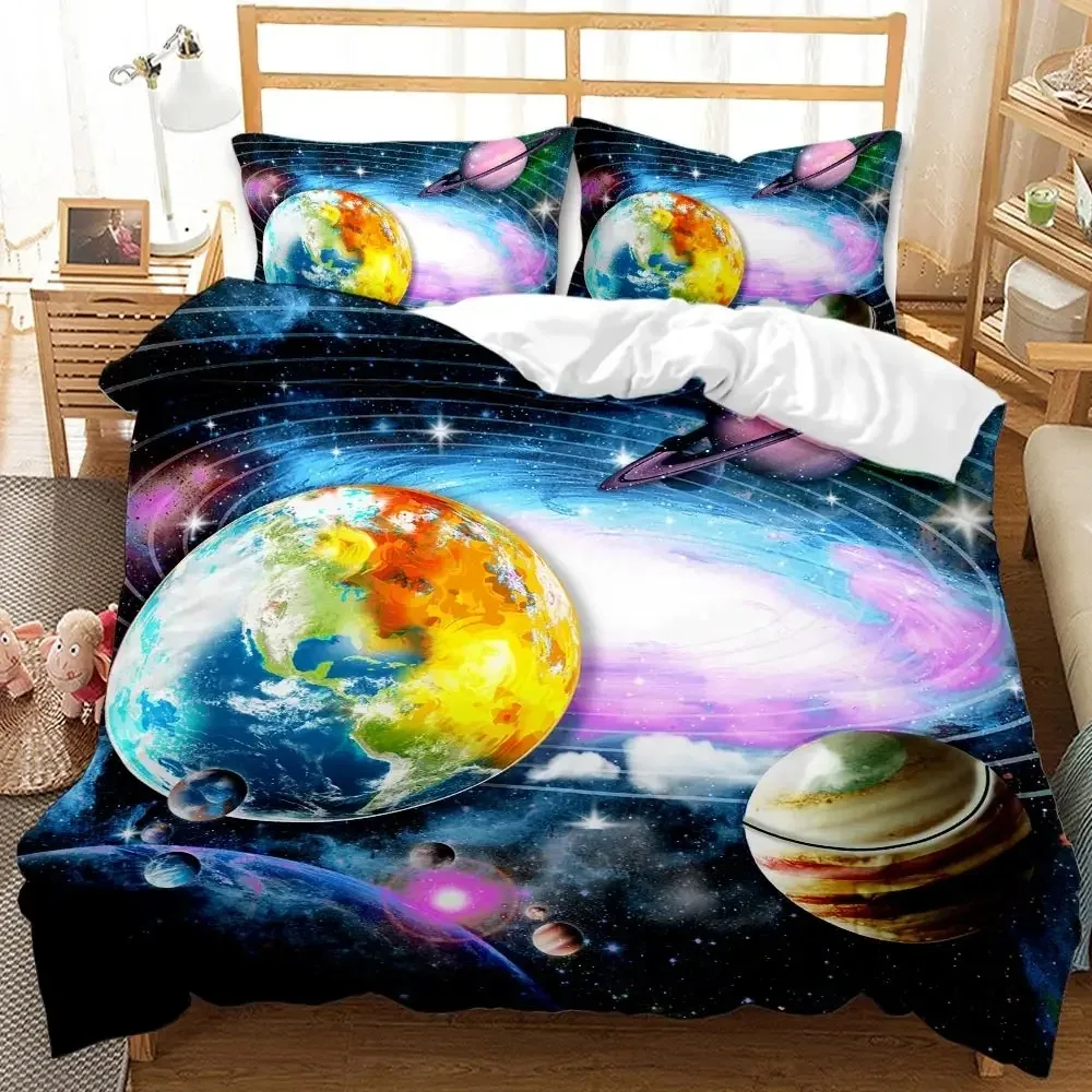 3D Galaxy Duvet Cover Set Single double TwinQueen 2pcs3pcs4pcs bedding sets Universe Outer Space Themed Bed Linen 2