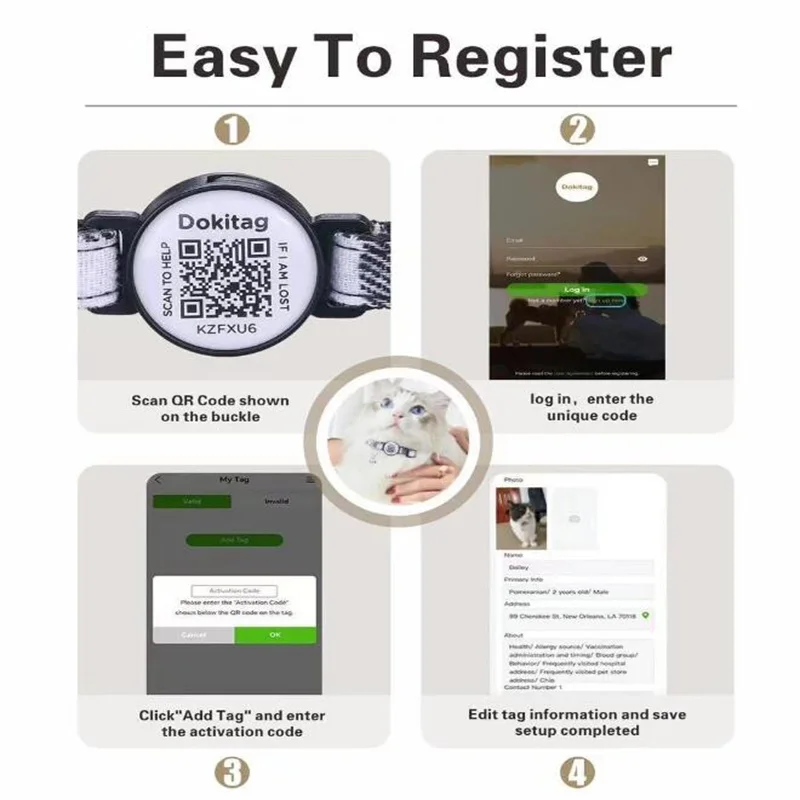 Персонализированный светящийся ошейник на шею QR-сканирование идентификация