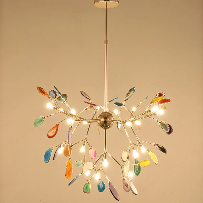

Led Firefly Agate Pendant Post Nordic Creative Personalized Restaurant Decorate Chandelier Household Light Fixtures for Celling