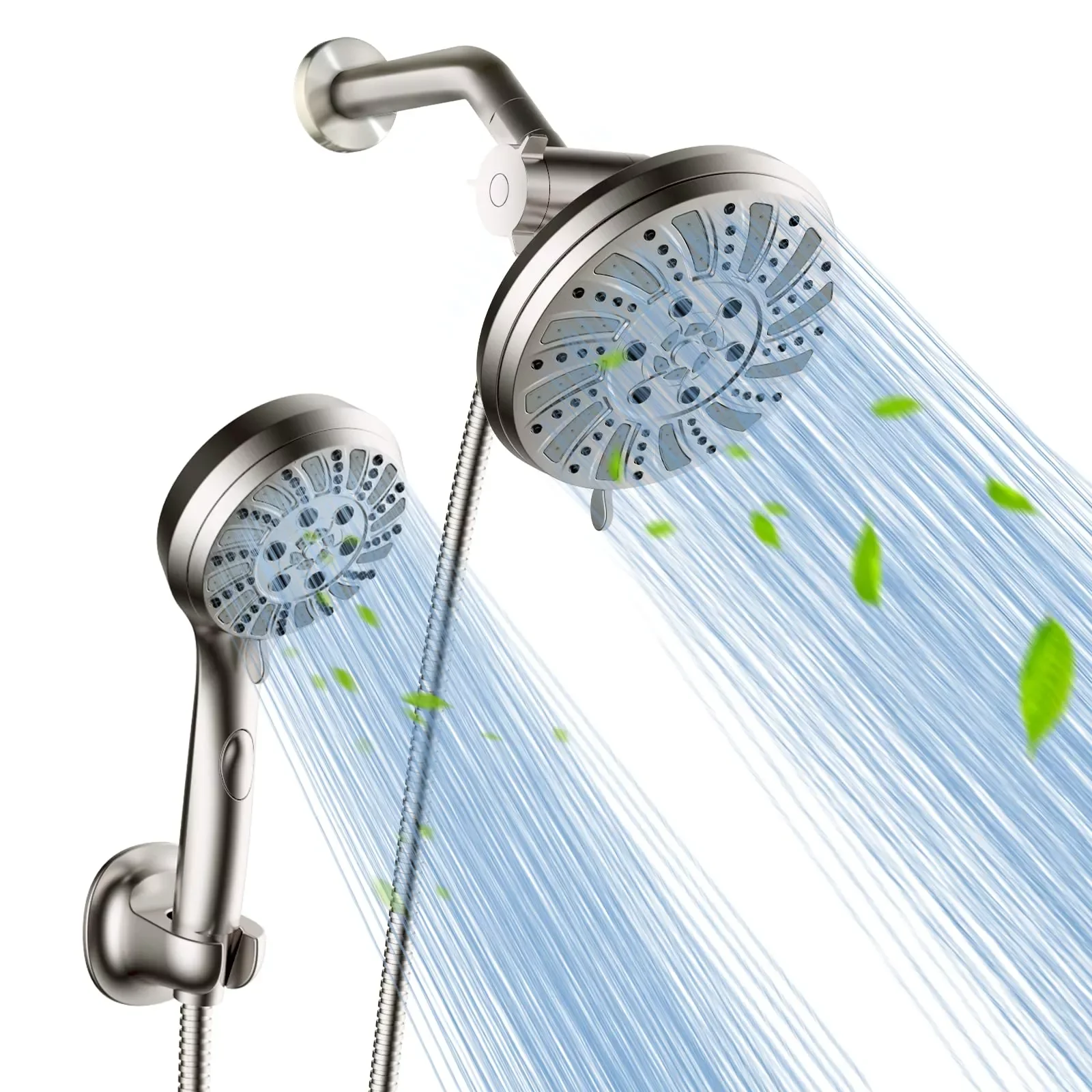 

Shower Head Combo, 4.5" 6-Setting Handheld Showerhead, 7" 5-Setting Rainfall Spray, 70” Longer Stainless Steel Hose