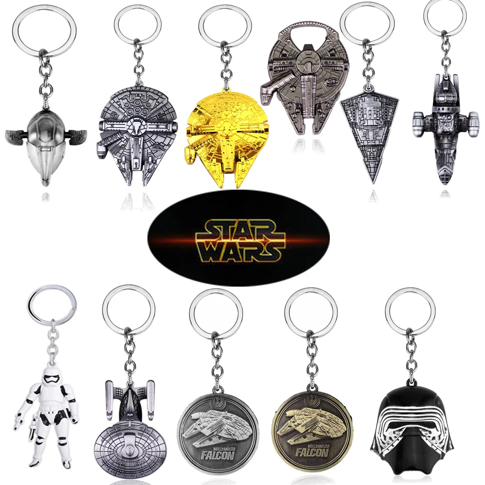 

Movie Star Wars Keychain Key Ring Spaceship Darth Vader Robot BB 8 Metal Pendant Cool Movie Jewelry for Men Car Key Chain