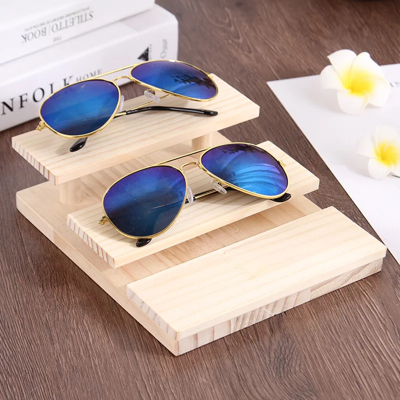 Solid wood 2/3/4 Layer Ladder Glasses Stand Glasses Shop Display Props Sunglasses Display Stand