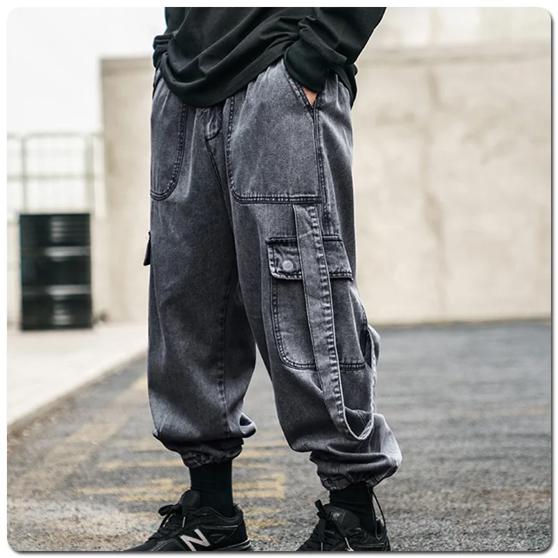 Kenntrice 2022 Men's Denim Pants Spring Hip Hop Jeans Wide Casual Fashion Autumn Pockets Streetwear Male Baggy Trousers For Man
