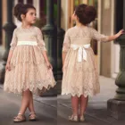 Детское кружевное платье принцессы, с цветочным принтом и бантом