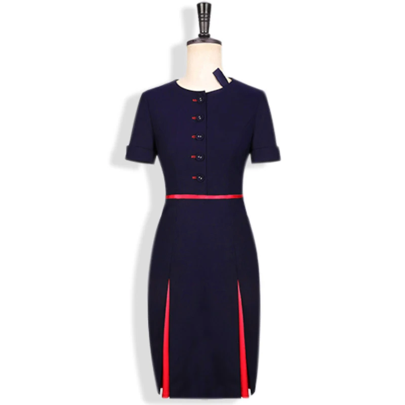 Summer Airline Dress Stewardess Women's Slim High Quality Business Wear Office Lady Aviation Uniform Costumes Overalls
