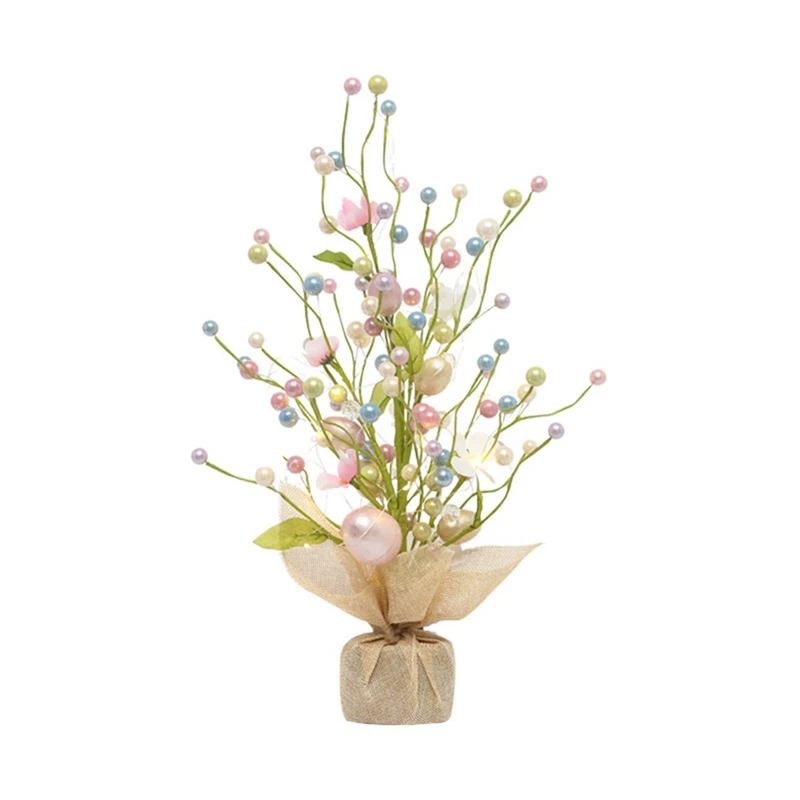 

Пасхальное искусственное дерево, украшение в виде яйца, светодиодная гирлянсветильник, красочные ветки, поделки, подарки, украшения для дом...