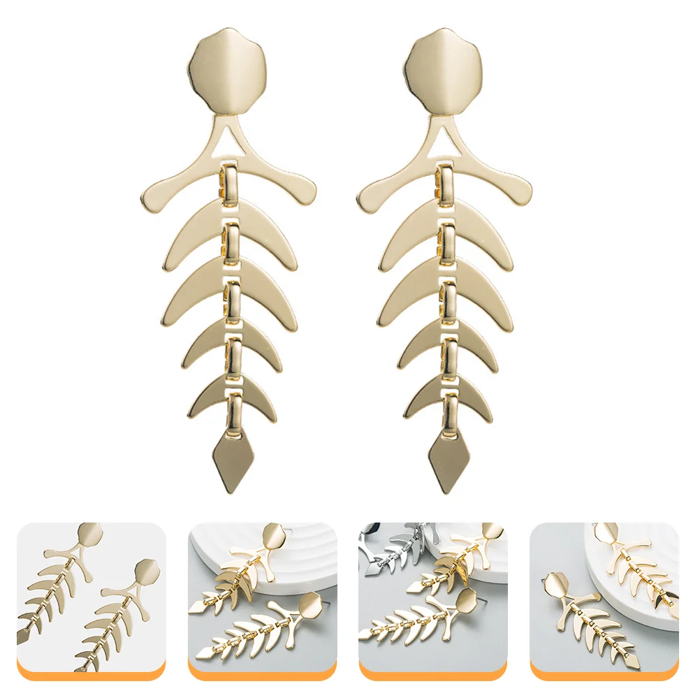 

1 Pair Leaves Ear Studs Creative Earrings Charming Ear Ornaments Alloy Jewerly