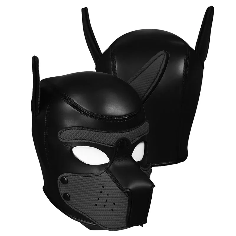 Puppy Cosplay Costumes of L Code Brand New Increase Large Size Padded Rubber Full Head Hood Mask with Collar for Dog Roleplay