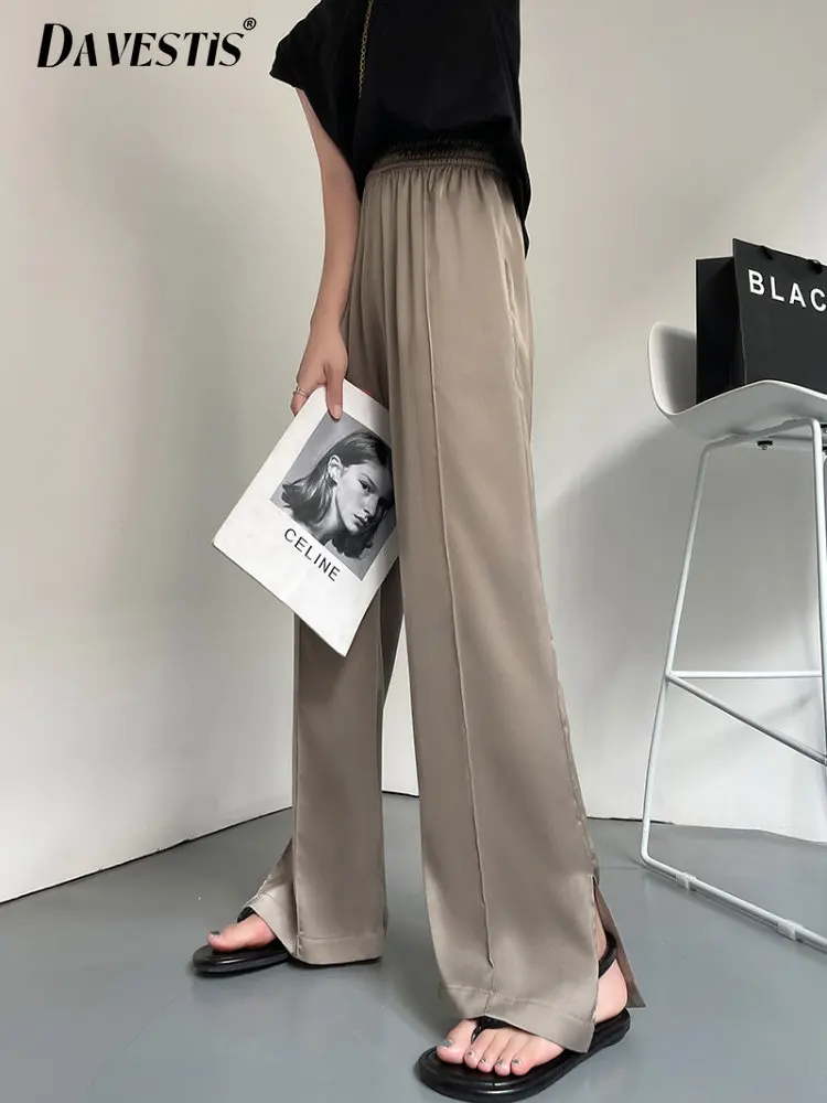 

Брюки женские Мешковатые с завышенной талией, повседневные Элегантные Модные драпированные Узкие Широкие штаны, спортивные с эластичным п...