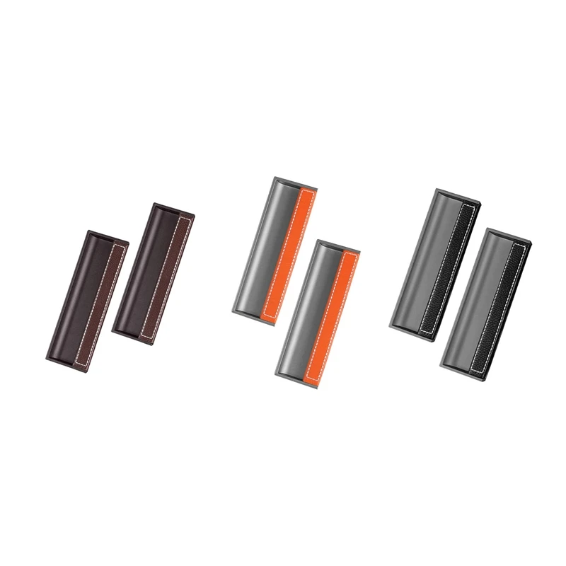 

2PCS Aluminum Embedded Door Handle Cabinet PU Leather Handle Invisible Hardware For Sliding Furniture Door