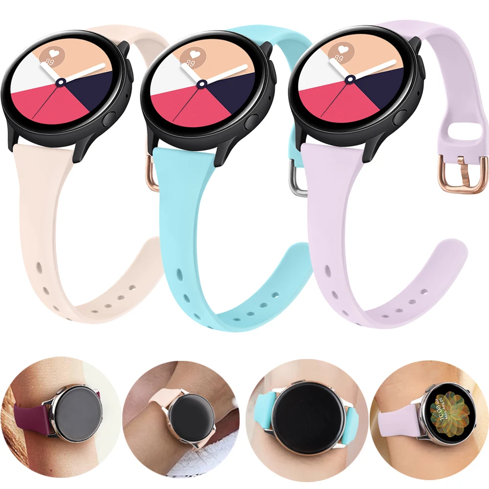 20mm Silicone Watch Band for Samsung Galaxy Watch 3 41mm 42mm Active 2 Sport Bracelet Strap for Samsung Gear Sport/S2 Classic