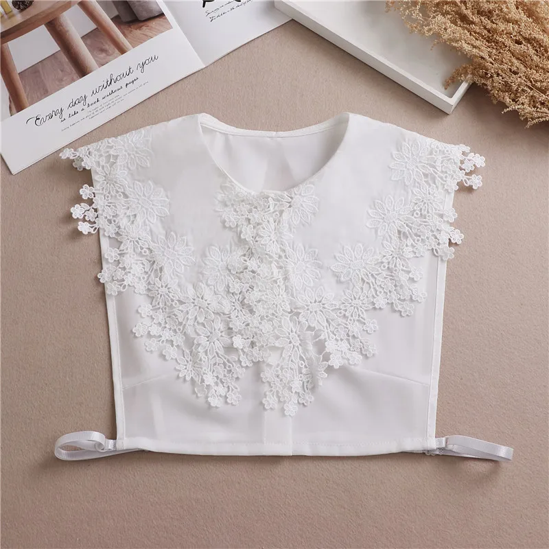 

Cotton Shirt Fake Collar for Women Detachable False Collar Lapel Shirt Lace Embroidered Ladies Fake Collar Decoration