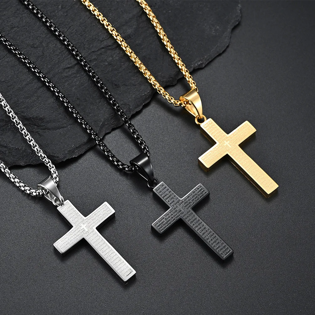 

Classic Cross Necklace Men Women Stainless Steel Christian Charm Necklace Boys Girls Punk Hip Hop Friendship Jewelry Gifts