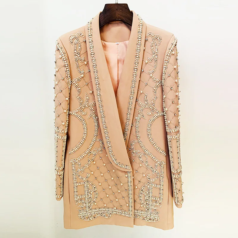 

Star Fashion Women Jacket One Piece New Handmade Gorgeous Heavy Work Nailed Bead Green Collar Lady Suit Coat In Stock