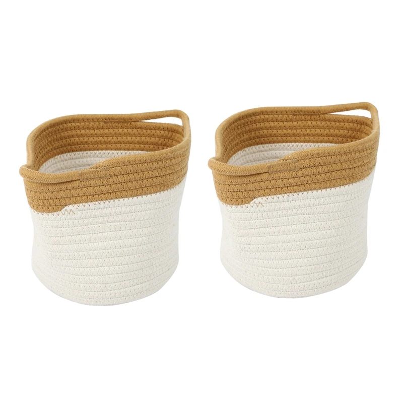 

2X Creative Cotton Rope Art Storage Bucket Desktop Debris Cleaning Storage Basket And Wind Simple Storage Basket