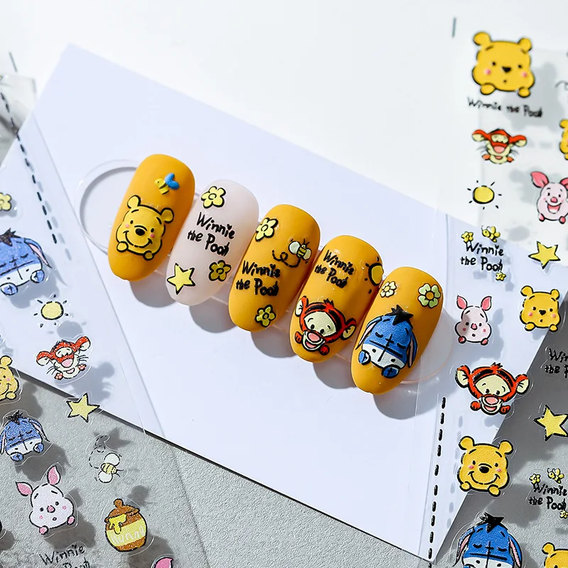 

Disney Winnie the Pooh Stitch 5D Adhesive Stickers Nail Decals Nail Art Decoration Mickey Anime Toy Story Nail Stickers