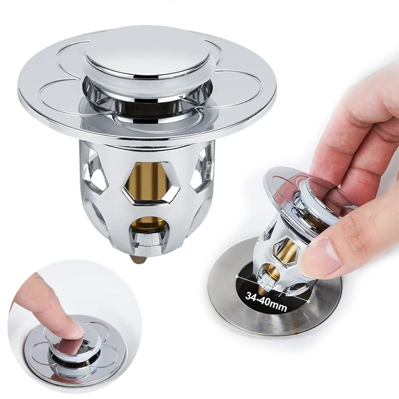

VOEAEL Stainless Steel Pop-Up Bounce Core Basin Drain Filter Hair Catcher Sink Strainer Bathtub Stopper Bath Plug Bathroom Tool