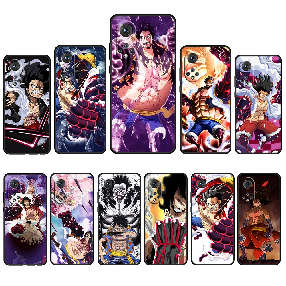 One Piece Luffy Gear 4th For Honor 60 50 20 SE Pro X30 10X 10i 10 9X 9A 8X 8A Lite Silicone Soft TPU Black Phone Case Capa Cover
