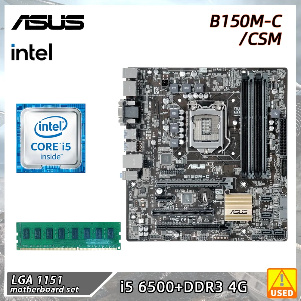 

ASUS B150M-C/CSM + I5 6500 материнская плата с комплектом LAG 1151 DDR4 Intel B150 B150M, поддержка Core Φ Cpus SATA 3 USB 3,0