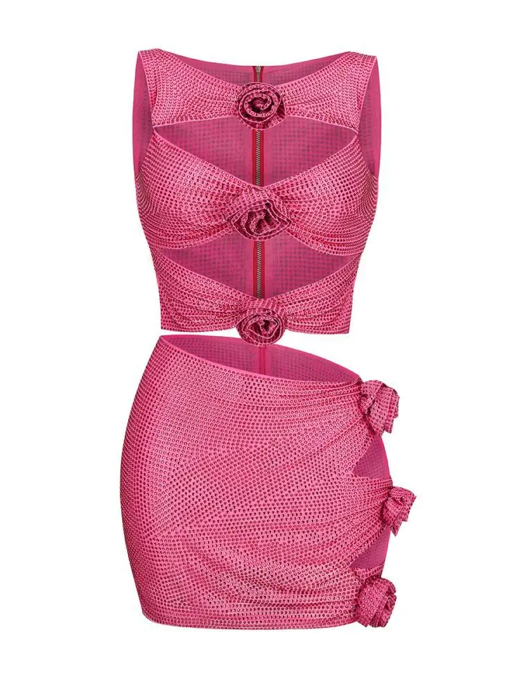 Женский комплект из двух предметов короткий топ без рукавов и мини-юбка