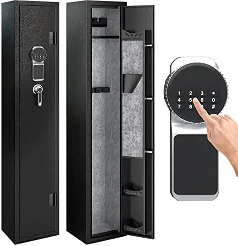 

Gun Safes Rifle Digital Quick Access Firearm Safe with 180-Degree Full Access Door and Removable Shelf for 2 Home Rifles with Pi