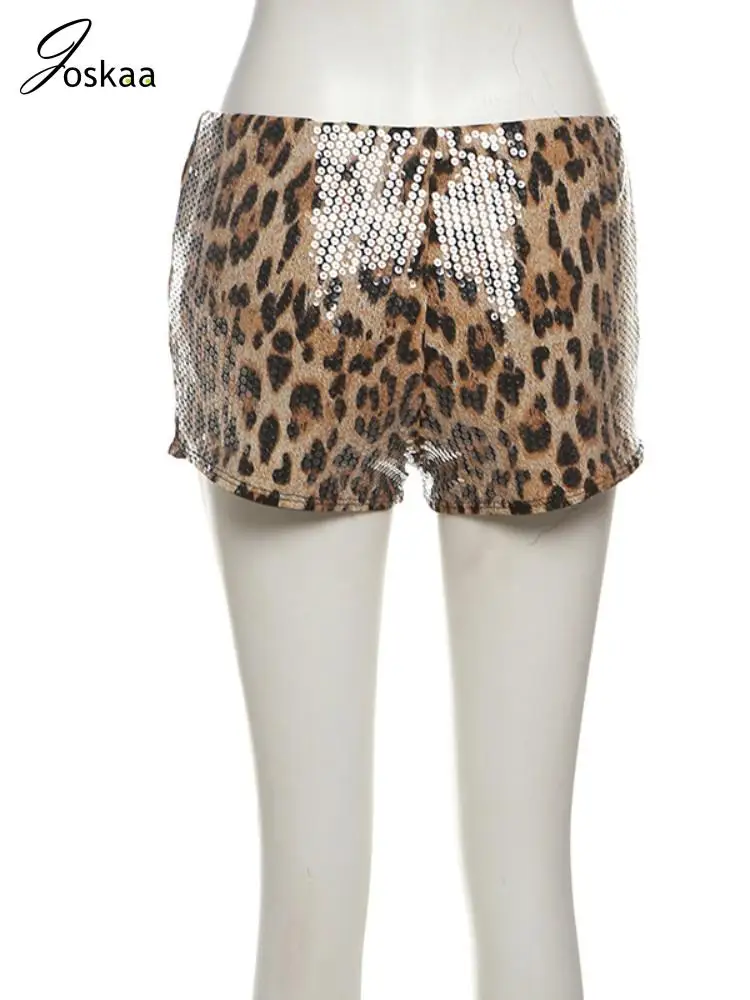 Joskaa шорты с леопардовым принтом и блестками женские хипстерские сексуальные