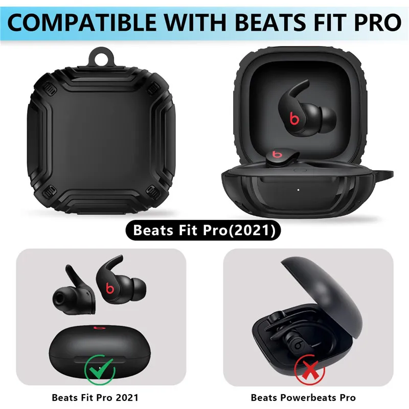 

for Apple Fit Pro 2021 Cases Armor Full Body Military Hard Shell Protector with Keychain Shock Resistant for Beats Fit Pro Case