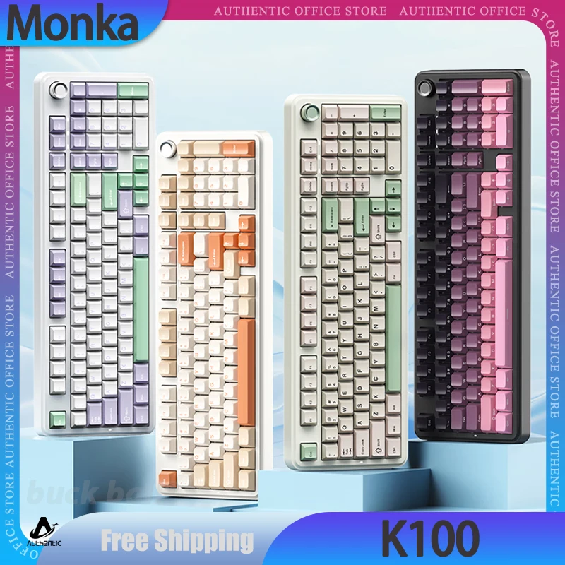 Механическая игровая клавиатура Monka K100 3 режима 2 4 ГГц Bluetooth беспроводная с