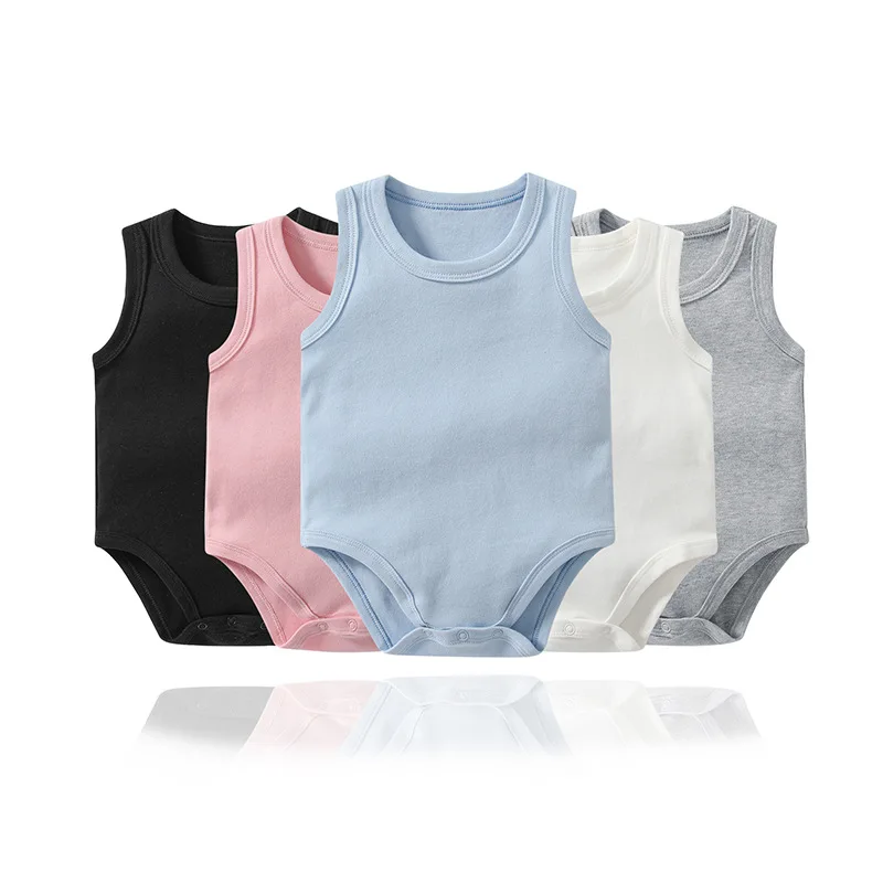 0-24 months cotton summer baby Bodysuits Solid color baby clothes