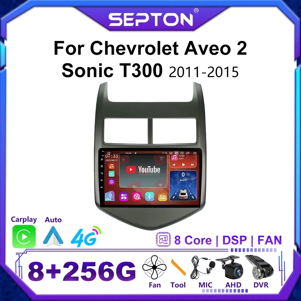 SEPTON 9 дюймов Android12 автомобильный радиоприемник мультимедийный плеер для Chevrolet Aveo 2