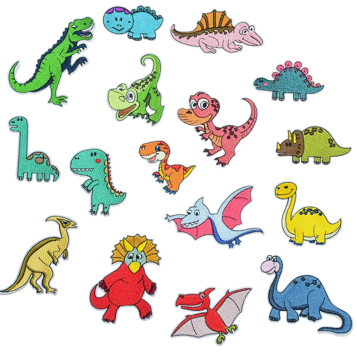 

16Pcs Cartoon Cute Dinosaur embroidery patch for on Child clothing on sticker kids DIY Sew Pants T-shirt decor iron on Patches