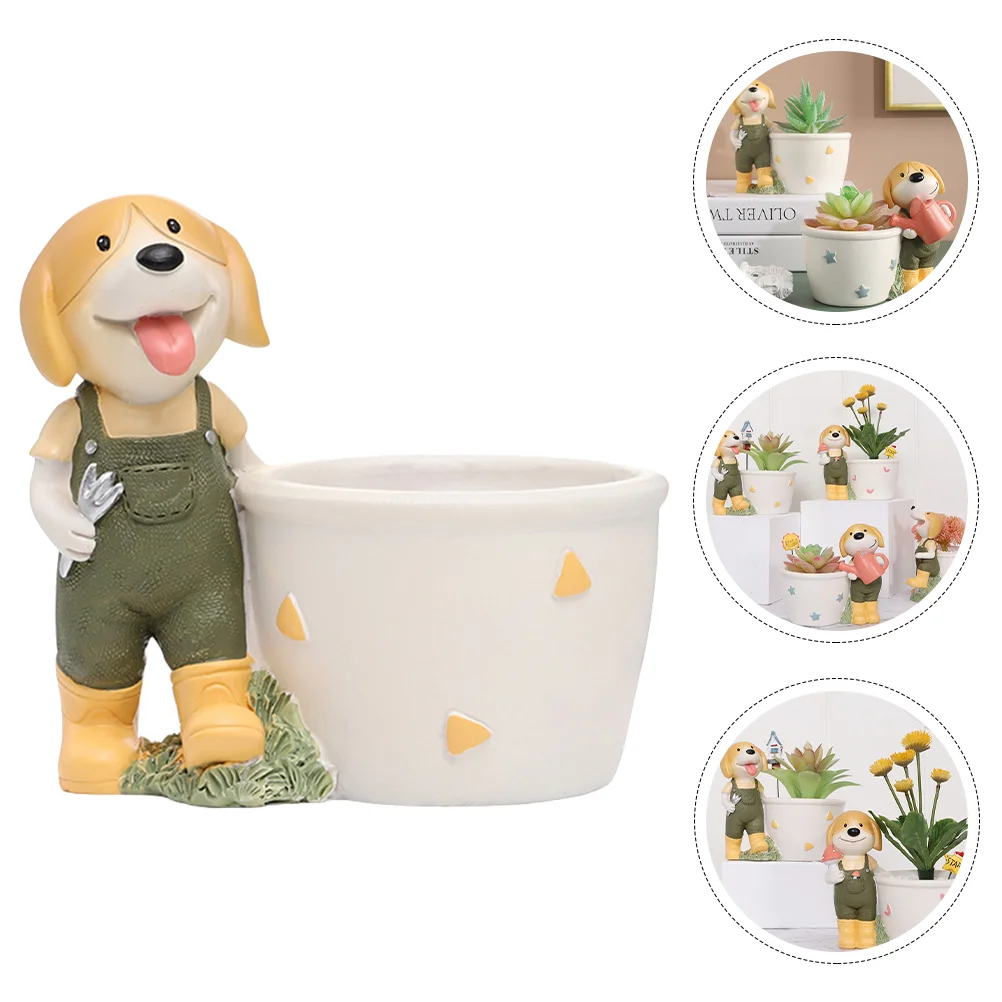 

1pc Funny Dog-designed Flowerpot Delicate Resin Flowerpot Home Bonsai Pot