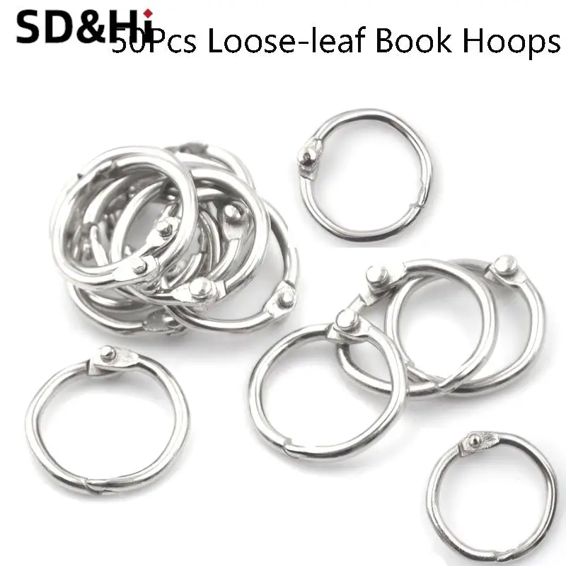 

50Pcs Office Binding Supplies Metal Ring Binder Staple Book Binder Albums Loose-leaf Book Hoops Loose Leaf Ring Keychain