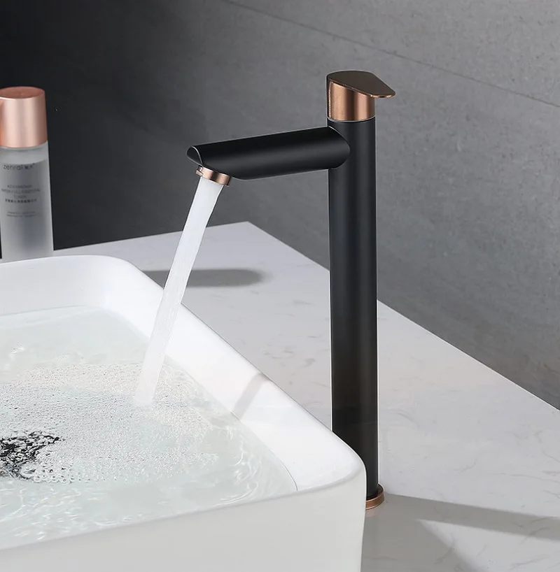 

Black Rose Gold 304 Stainless Steel Basin Faucet Bathroom Washbasin Faucets Single Cold Water Tap Deck Mounted Kitchen Sink Tap