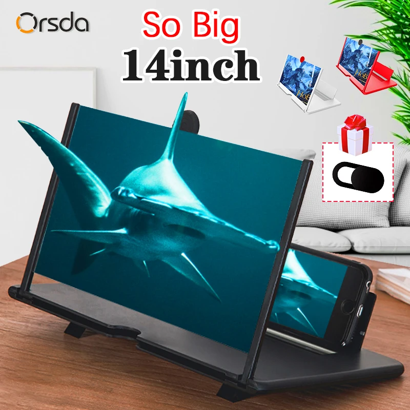 14 inch 3d mobile phone screen magnifier hd video amplifier stand bracket with movie game magnifying folding phone desk holder free global shipping