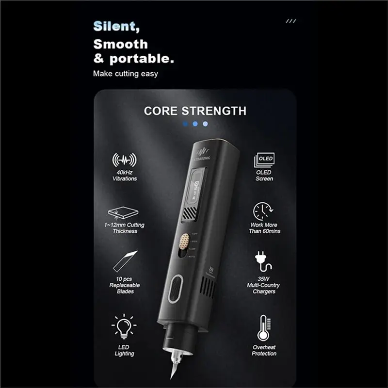 Фото Ультразвуковой резак GYTB-JM-Y10 PRO, 35 Вт, 40 кГц, для резки акрила, углеродного волокна, пластика, металла, дерева, с вилкой стандарта ЕС №3