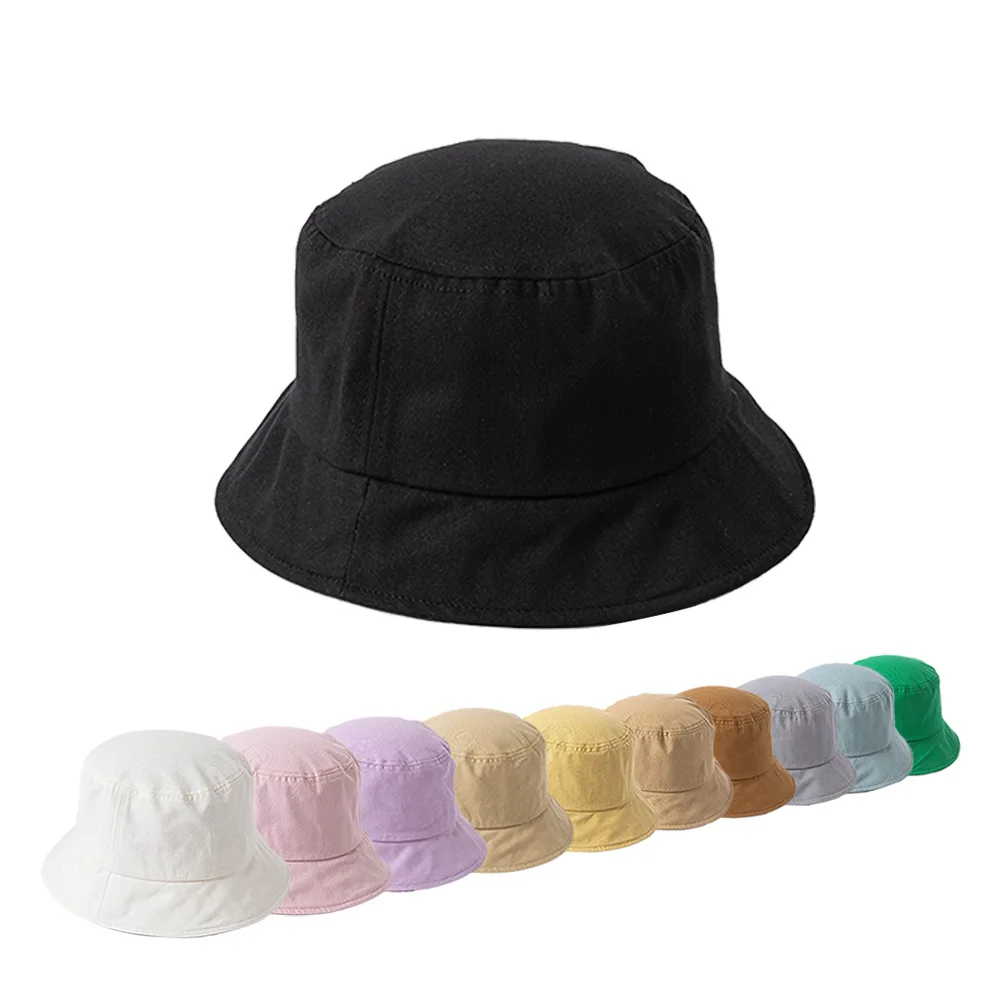 

King Wheat Summer Folding Sun Hat Cotton Women Bucket Hats Outdoor 2022 New Adult Casual Simple Solid Color Flat Men Pot Cap