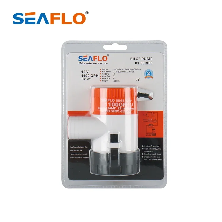 Фото Seaflo погружной 12 В насос для трюмной воды для лодки, 1100 г/ч, неавтоматический электрический трюмный насос для морской яхты с защитой от шлюза №3