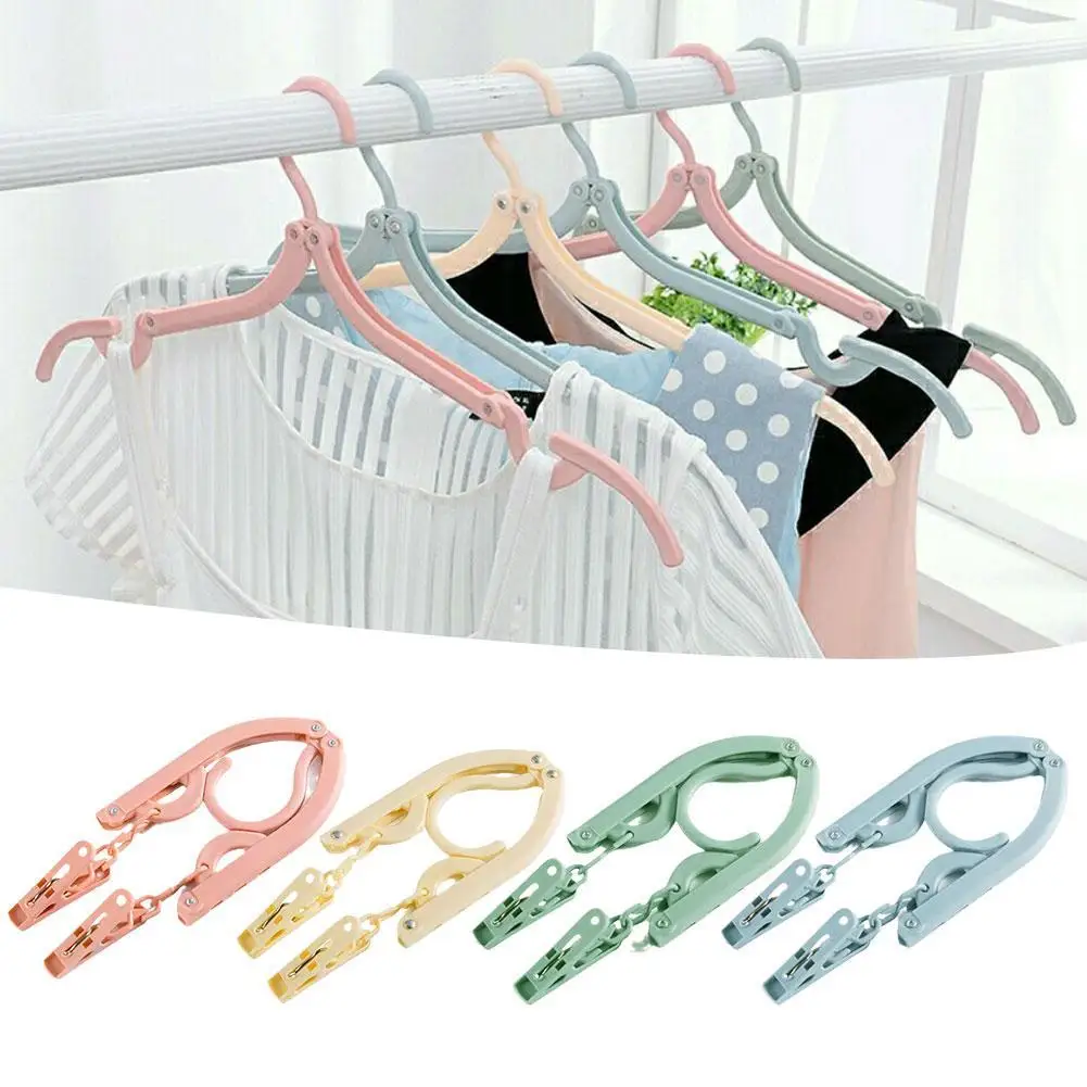 

4Pcs Folding Clothes Hanger Multifunctional Travel Portable Telescopic Clothes Hanger Non Slip Dormitory Clothes Hanger