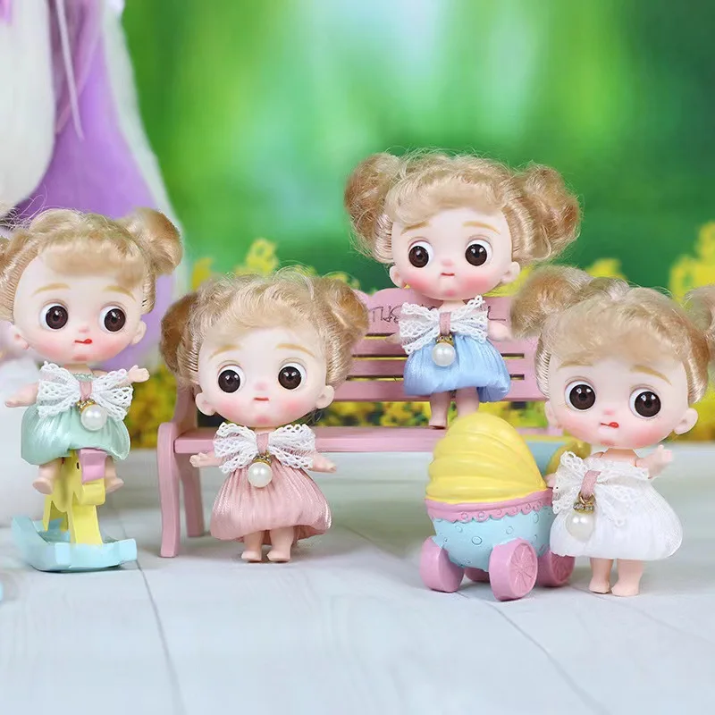 

12CM Mini BJD Dolls Ob11 Kawaii Pocket Joint Doll Fashion Clothes Outfit Dress 1/12 Baby Bjd Figure Action Toys for Girls Gifts