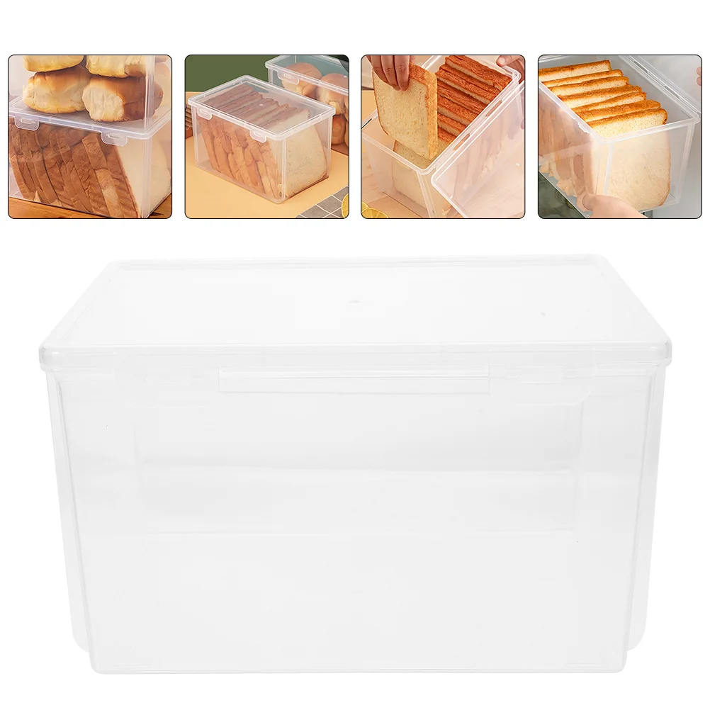 

Bread Box Storage Container Fridge Organizer Case Clearplastic Bin Keeper Fresh Refrigerator Sandwich Loaf Dispenser Holder