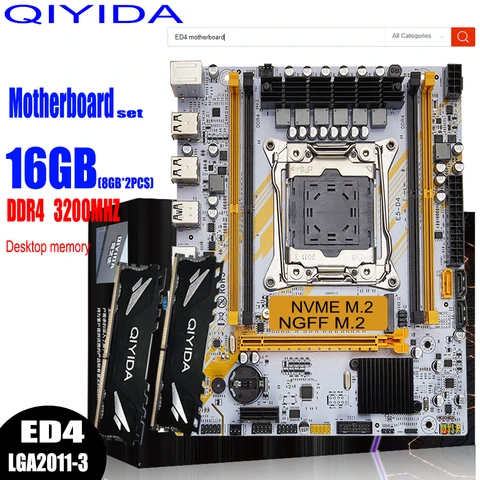 Набор материнской платы QIYIDA X99 с фотоэлементами (2*8 ГБ) 16 Гб 3200 МГц DDR4, память для настольного компьютера, стандарт NVME M.2