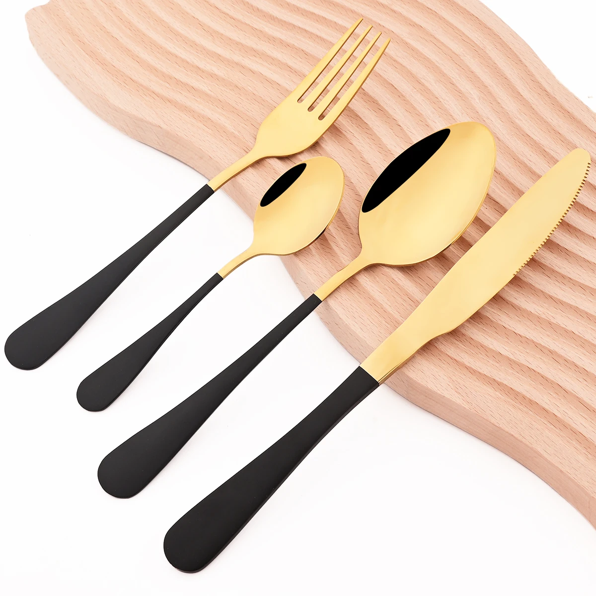 16 шт. набор столовой посуды из черного золота нож вилка кофейная ложка столовых