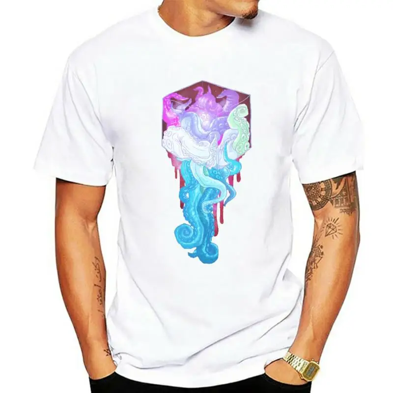 

Неоновая эссенция 2018 футболка Осьминог Мужская футболка с 3D рисунком странной вещи футболка Cthulhu черная Акварельная одежда