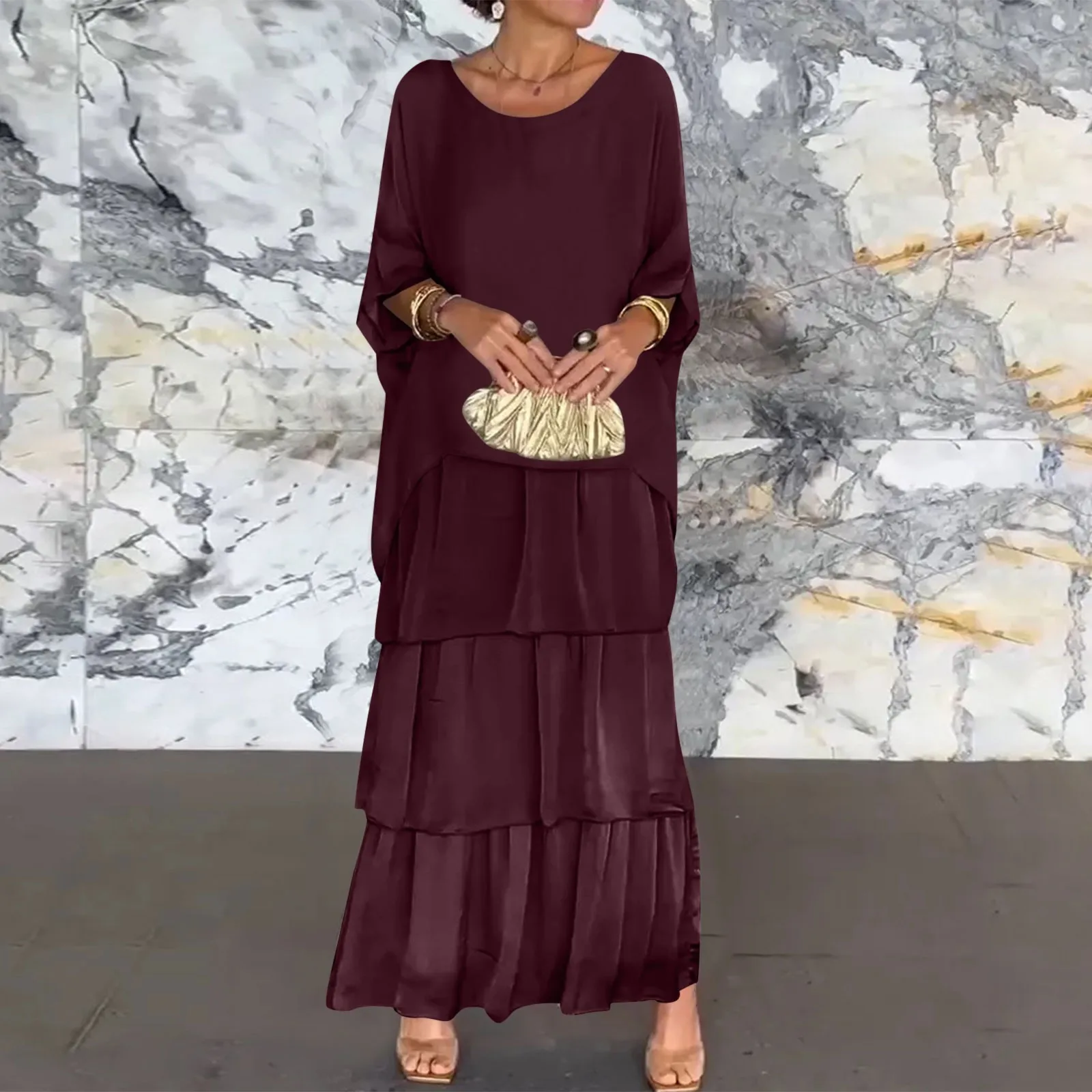 Повседневное свободное шифоновое длинное платье-кекс женское в художественном